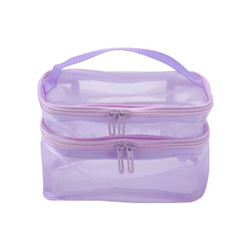 Large Capacity Visible Makeup Bag for Vacation Business Travel Purple
